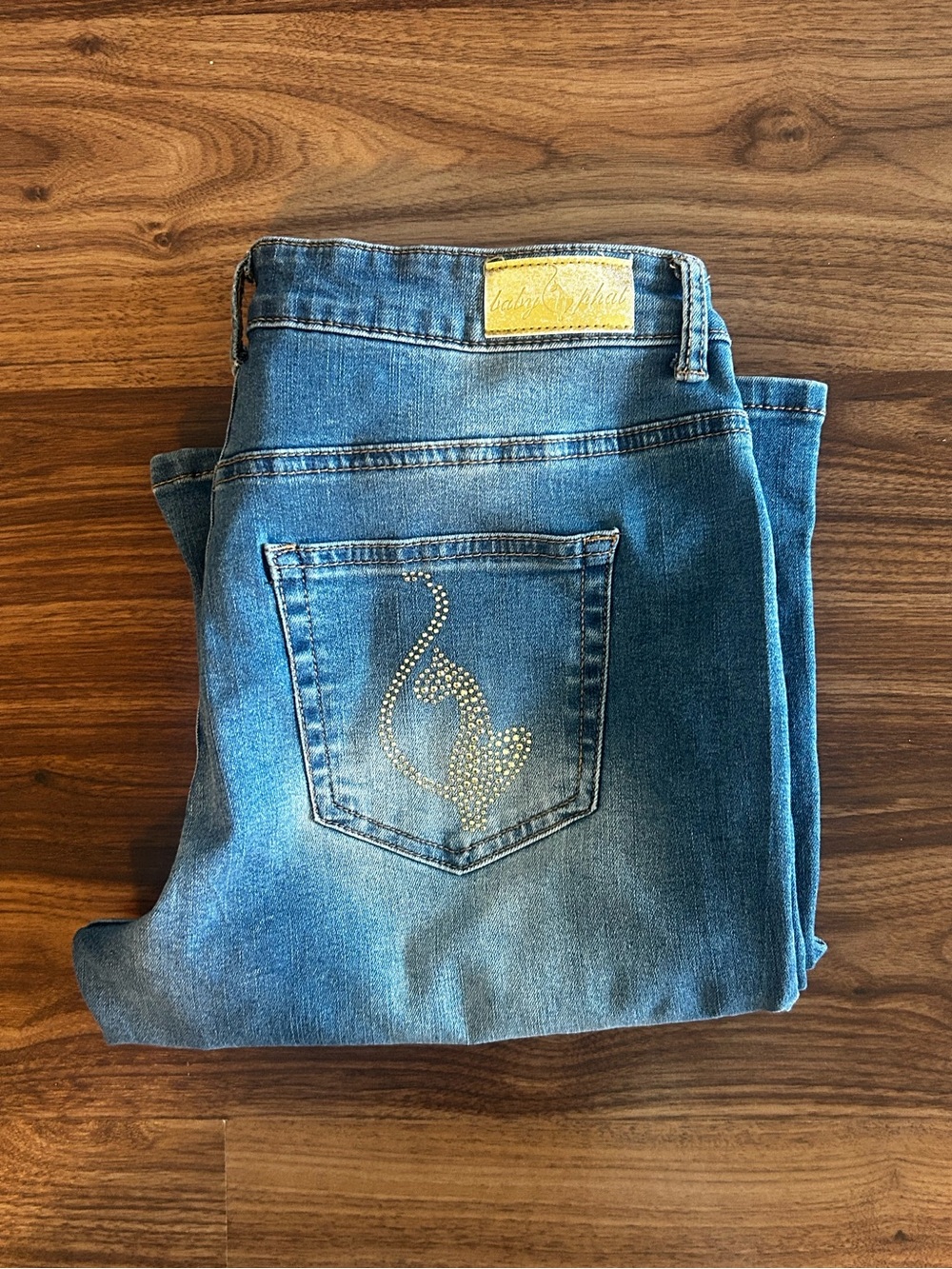 Baby Phat Light Blue Jeans with studded Back Pocket Size 7
